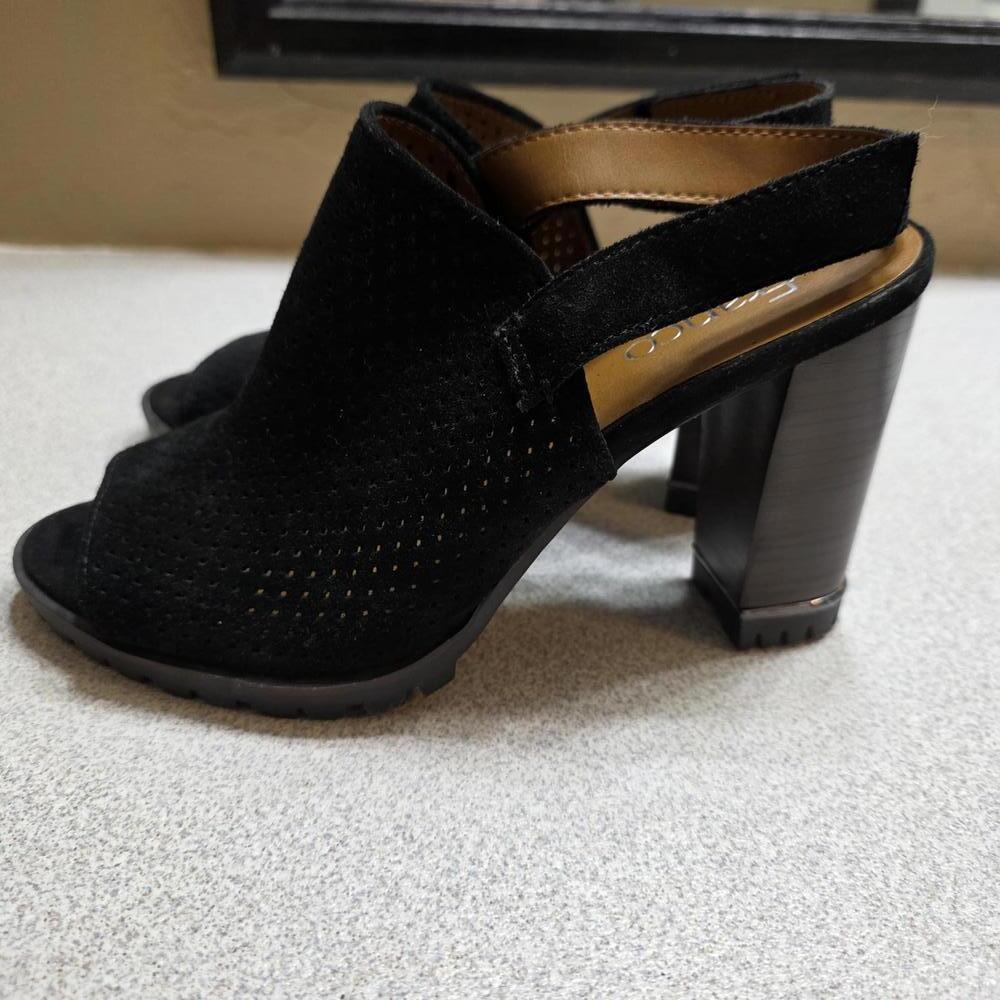Franco Sarto Black Perforated Peep Toe Heeled Sandals- 7.5 NWOT